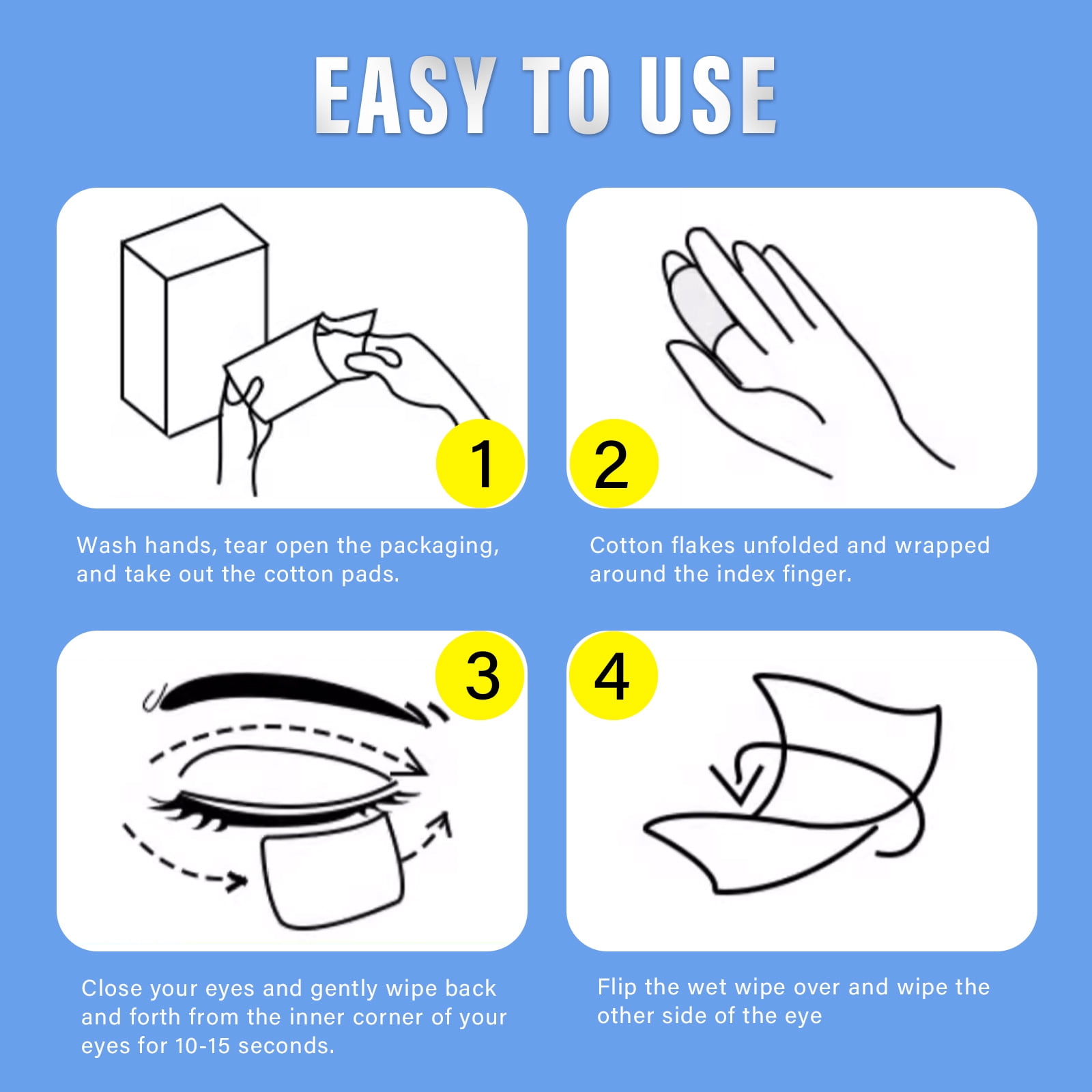 Eyelid Wipes Face Cleansing Wipes for Dry Eyes – Rinse Free Eye Lid Cleaning Wipes, Individually Wrapped Travel Eye Wipes, 100 Count