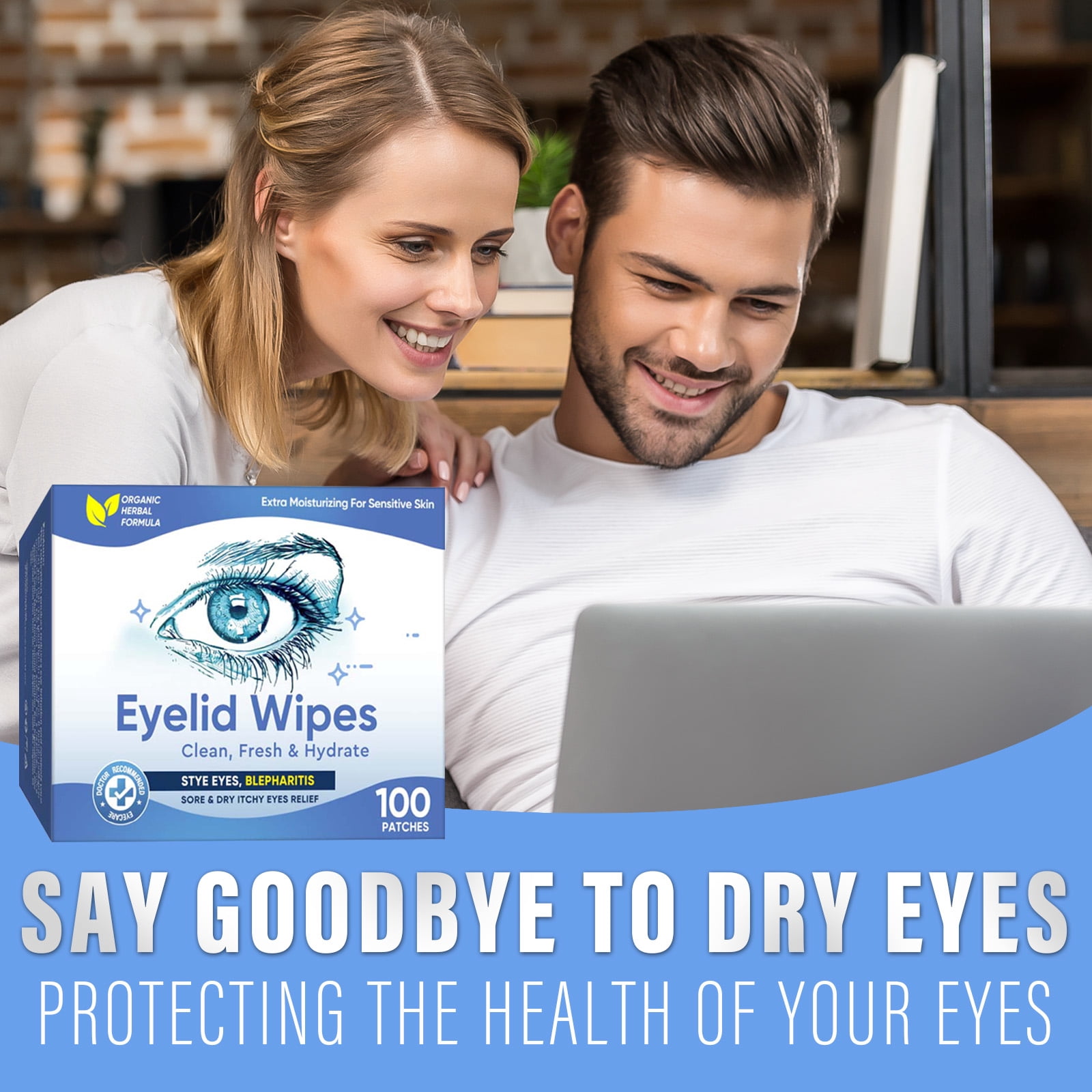 Eyelid Wipes Face Cleansing Wipes for Dry Eyes – Rinse Free Eye Lid Cleaning Wipes, Individually Wrapped Travel Eye Wipes, 100 Count