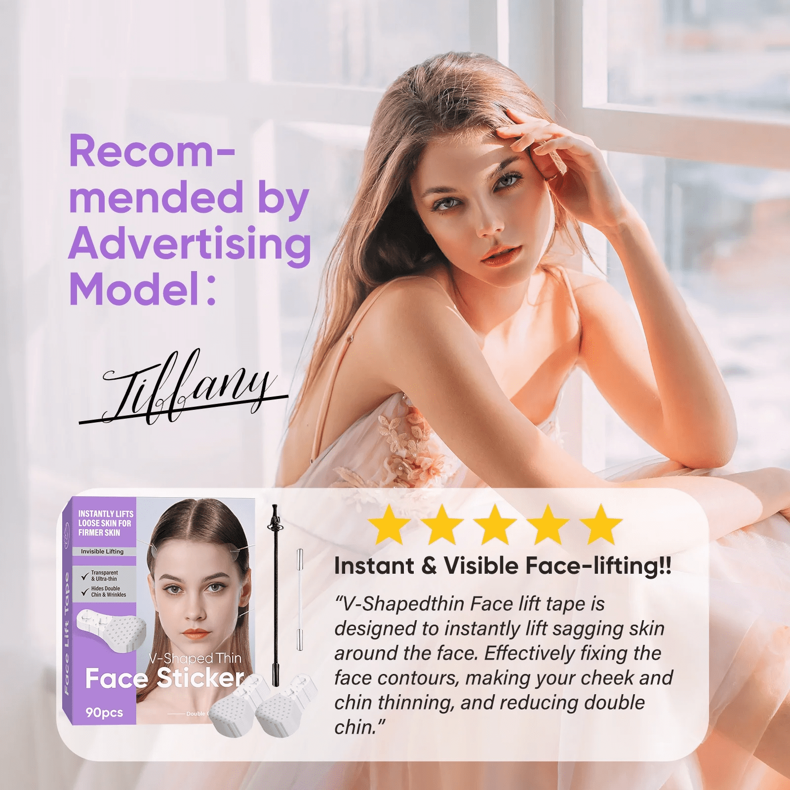Face Lift Tape Invisible, Face Tape For Wrinkles Overnight, Hiding Facial Wrinkles, Lift Saggy Skin & Hide Double Chin,Ultra-Thin, Breathable, Waterproof (90pcs)