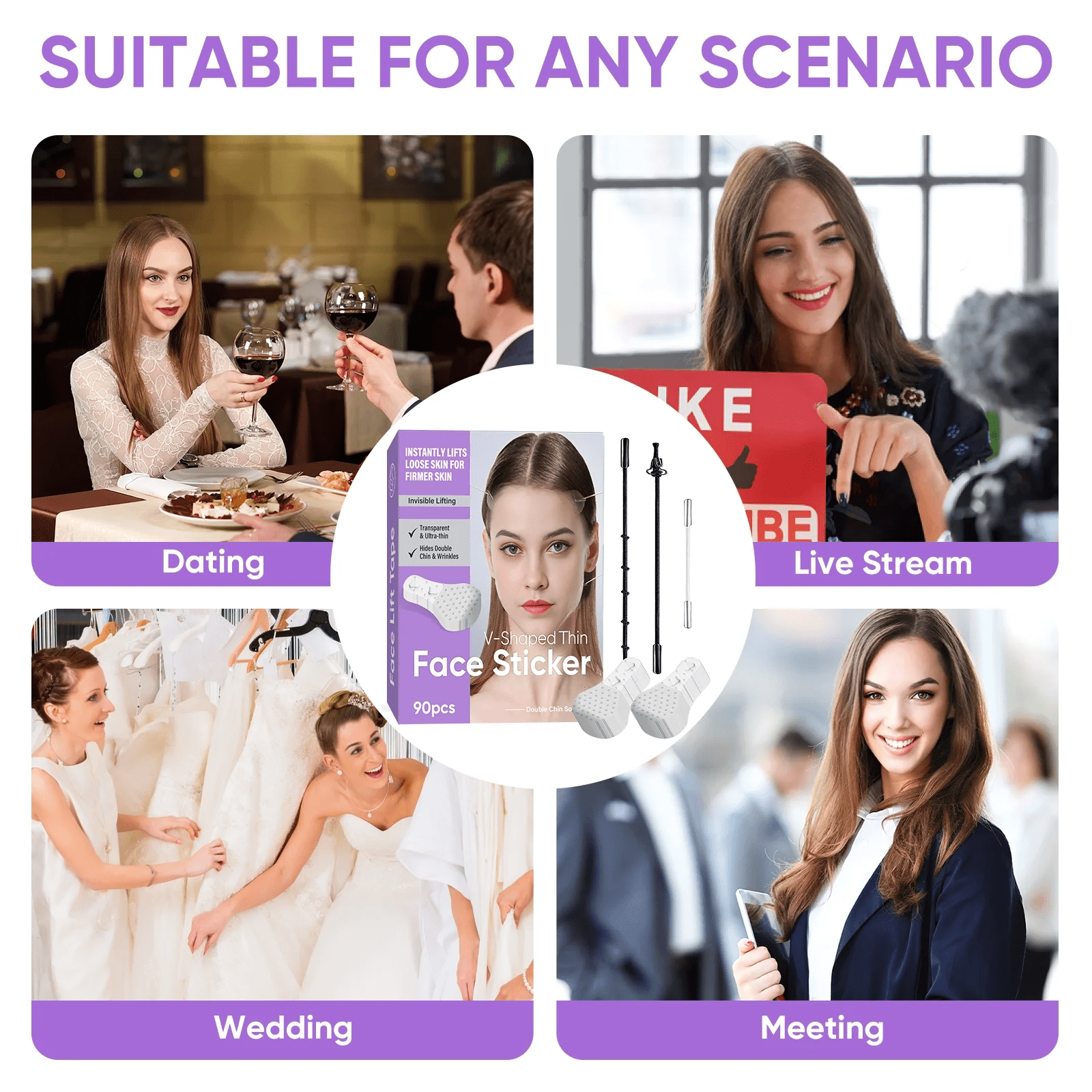 Face Lift Tape Invisible, Face Tape For Wrinkles Overnight, Hiding Facial Wrinkles, Lift Saggy Skin & Hide Double Chin,Ultra-Thin, Breathable, Waterproof (90pcs)