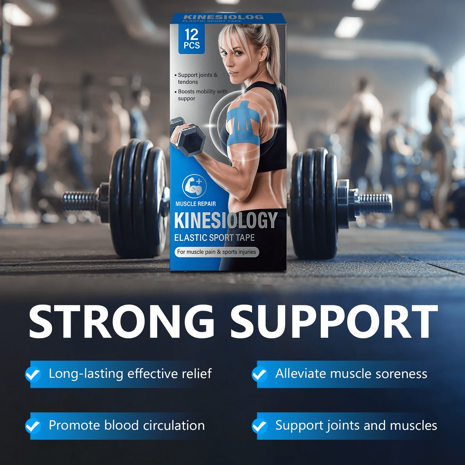 Kinesiology Tape for Knees, Waterproof & Elastic, Breathable Knee Tape, Athletic Tape Provide Support and Stability for Running, Hiking, Riding, 10 PCS