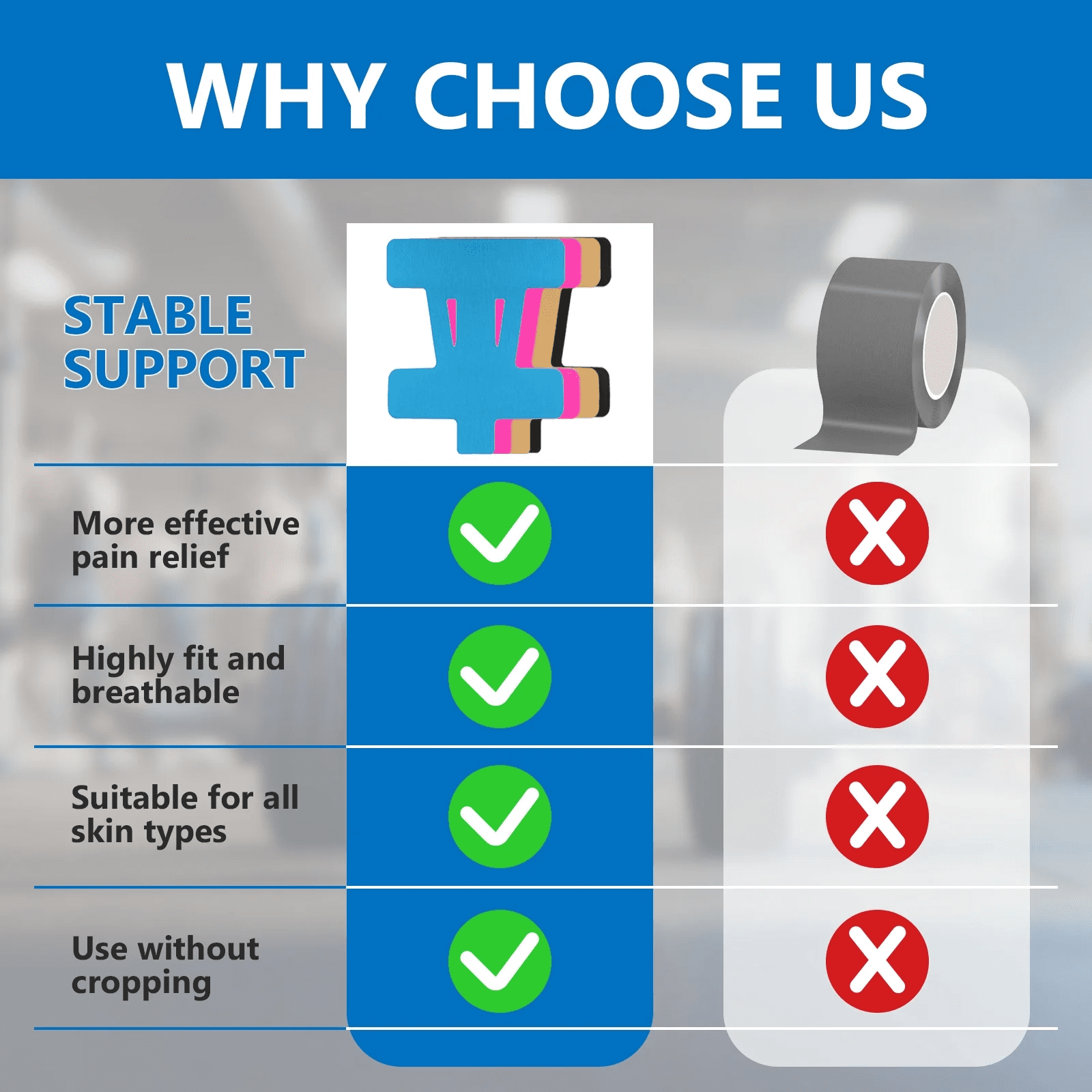 Kinesiology Tape for Knees, Waterproof & Elastic, Breathable Knee Tape, Athletic Tape Provide Support and Stability for Running, Hiking, Riding, 10 PCS